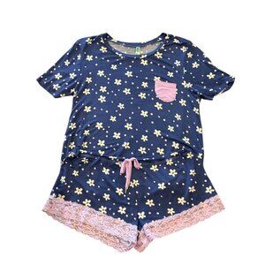 Honeydew Intimates Women's Night Floral Something Sweet Shortie Set Blue M NWT